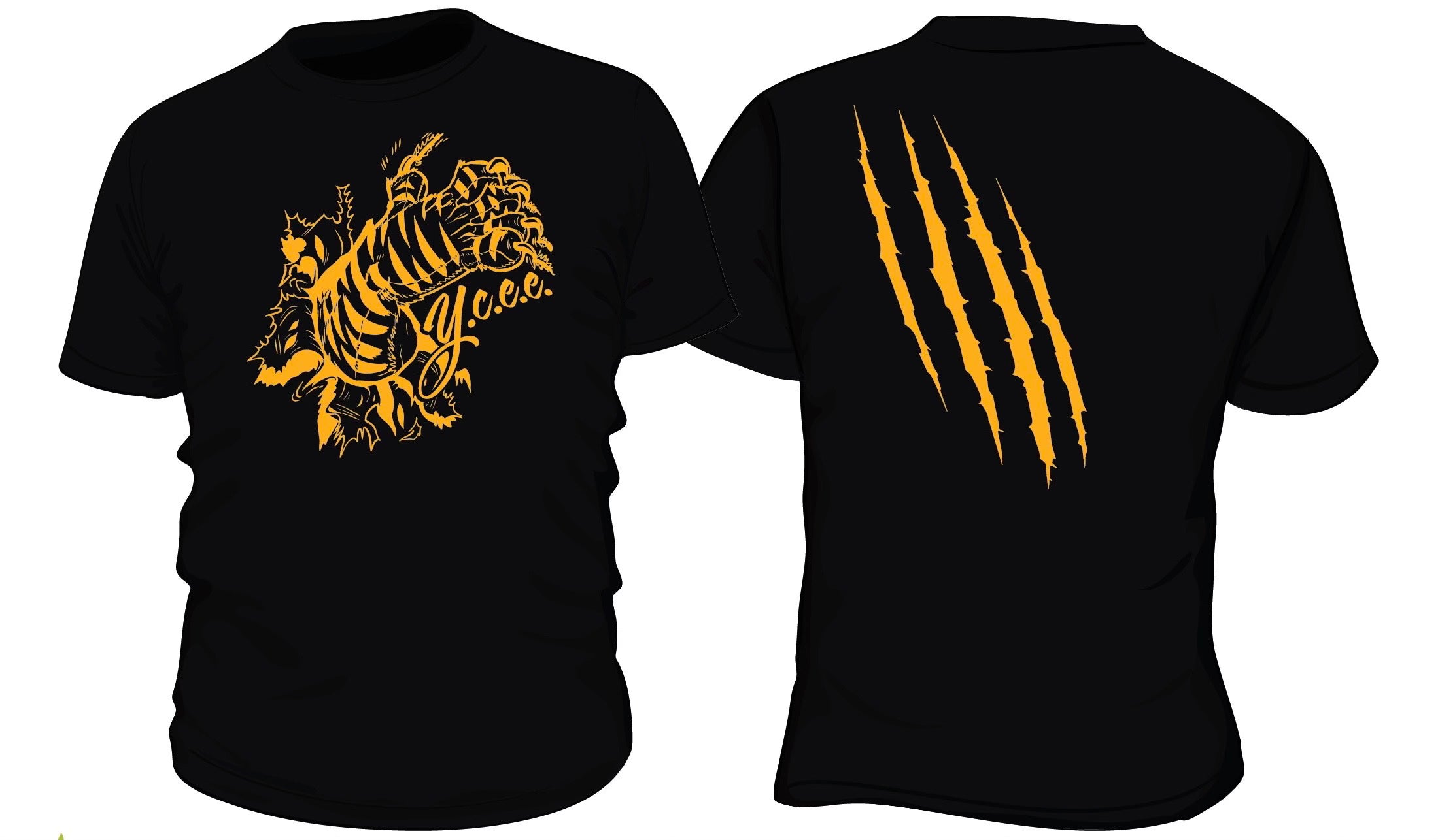 Black Tee with Golden Jag paw and claw marks