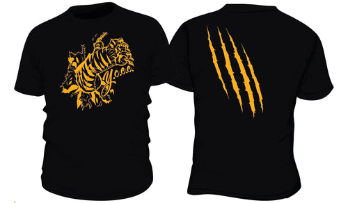 Black Tee with Golden Jag paw and claw marks